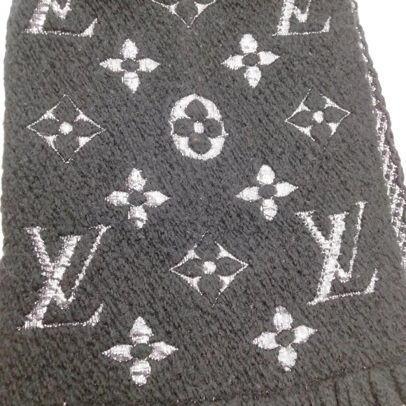 Authentic Louis Vuitton Scarf Black Silver Polyester mn507-112925 - Picture 7 of 9